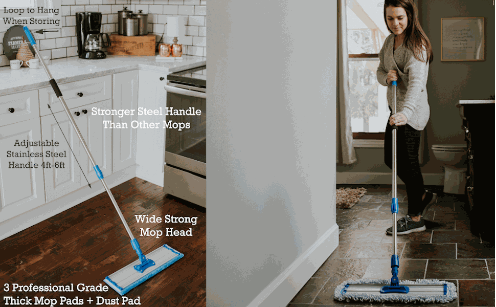 Zflow 18" Professional Microfiber Mop Premium Stainless Steel Handle